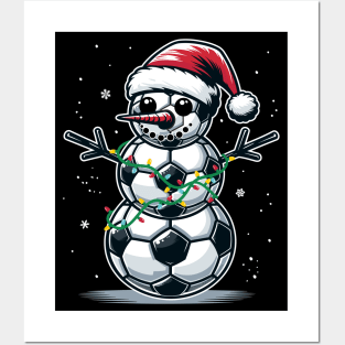 Funny Christmas Soccer Ball Snowman Soccer Lover Posters and Art